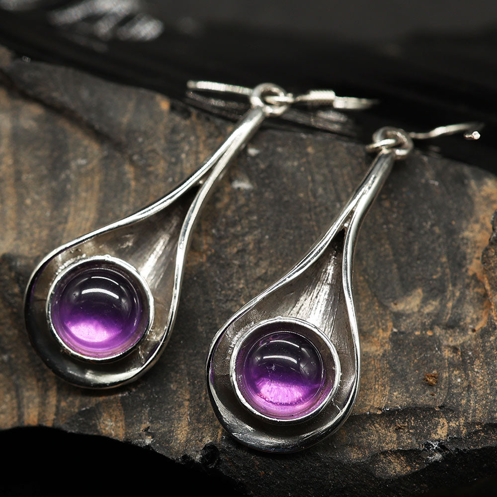 Amethyst Ohrringe Ohrschmuck Damen elegant 925 Silber Einhänger Edelstein