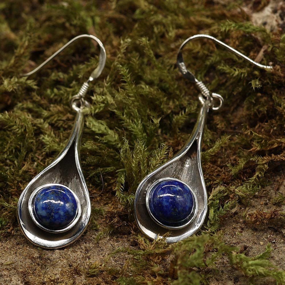 Ausgefallene Lapislazuli  Ohrringe Silber 925 Ohrschmuck edel