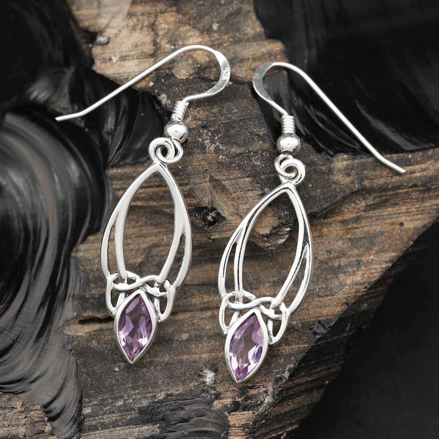 Amethyst Ohrringe im keltischen Stil Silber Kelten Schmuck