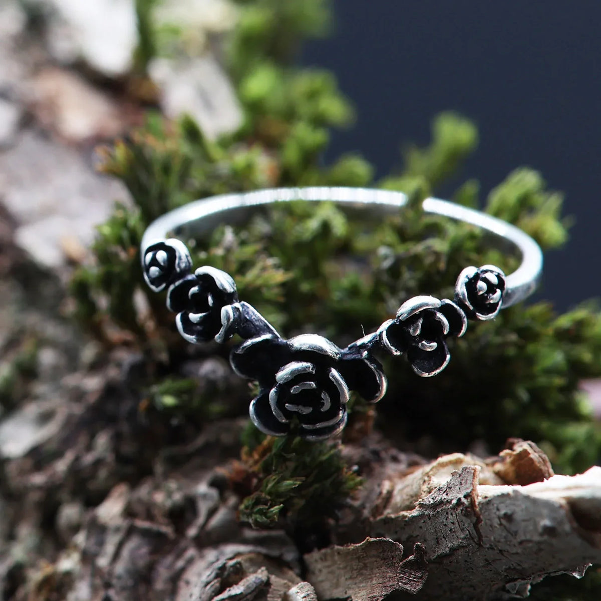 Produktbild von 925 Sterling Silber Ringe Bandring Rosenkranz Mit Zirkonia Rhodiniert