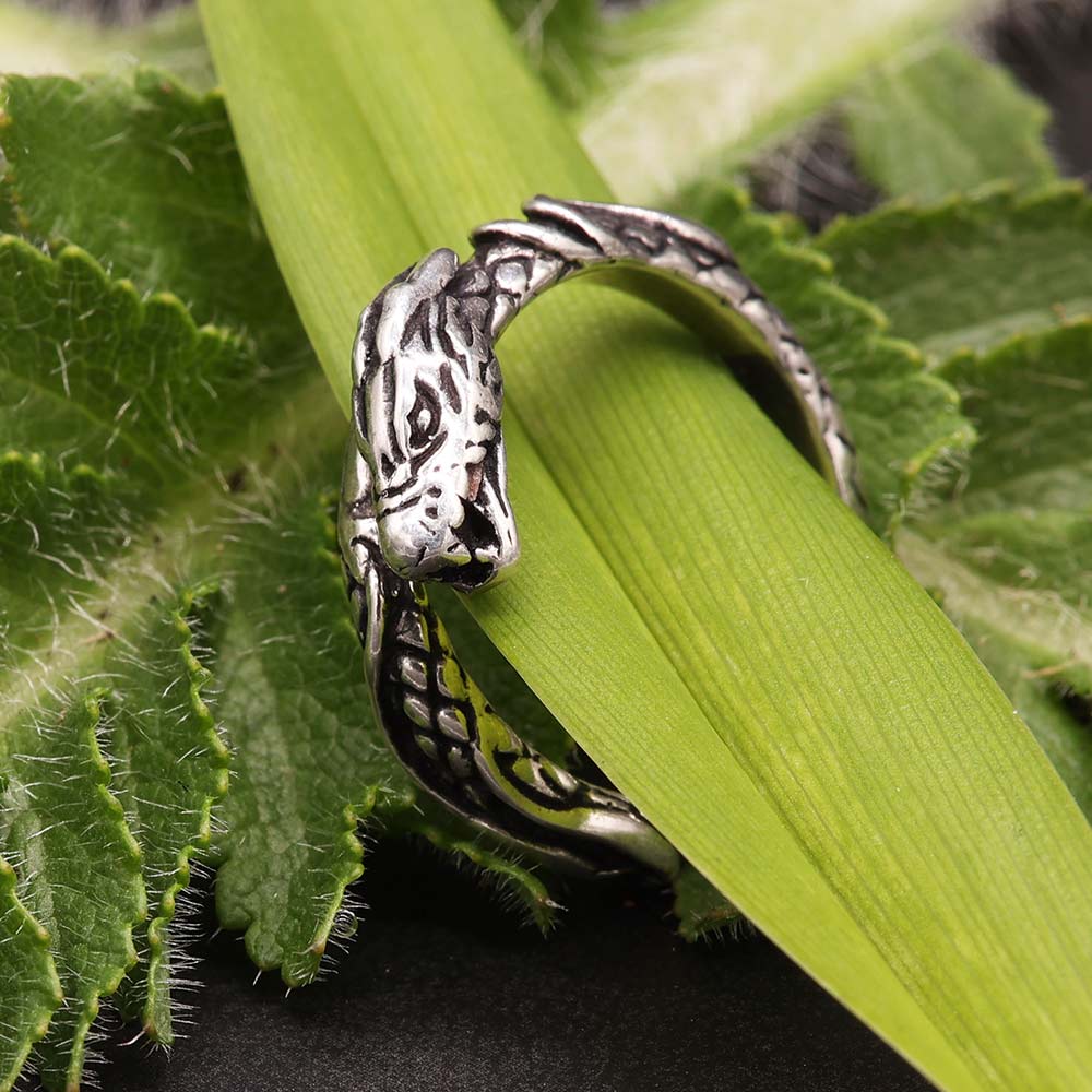 Drache Silberring 925 Silber ausgefallener Ring Larp Damen Herren Schmuck