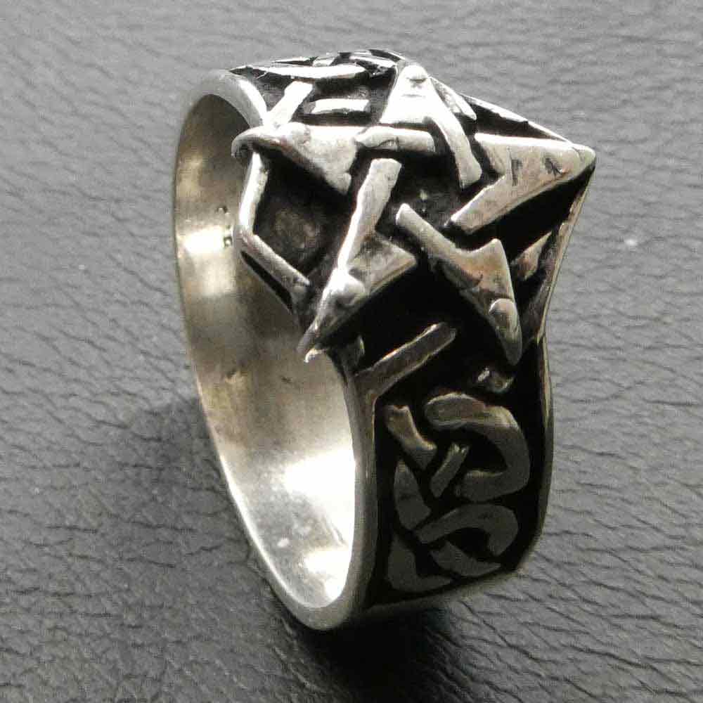 Pentagramm Ring Schmuck silber Damen herren
