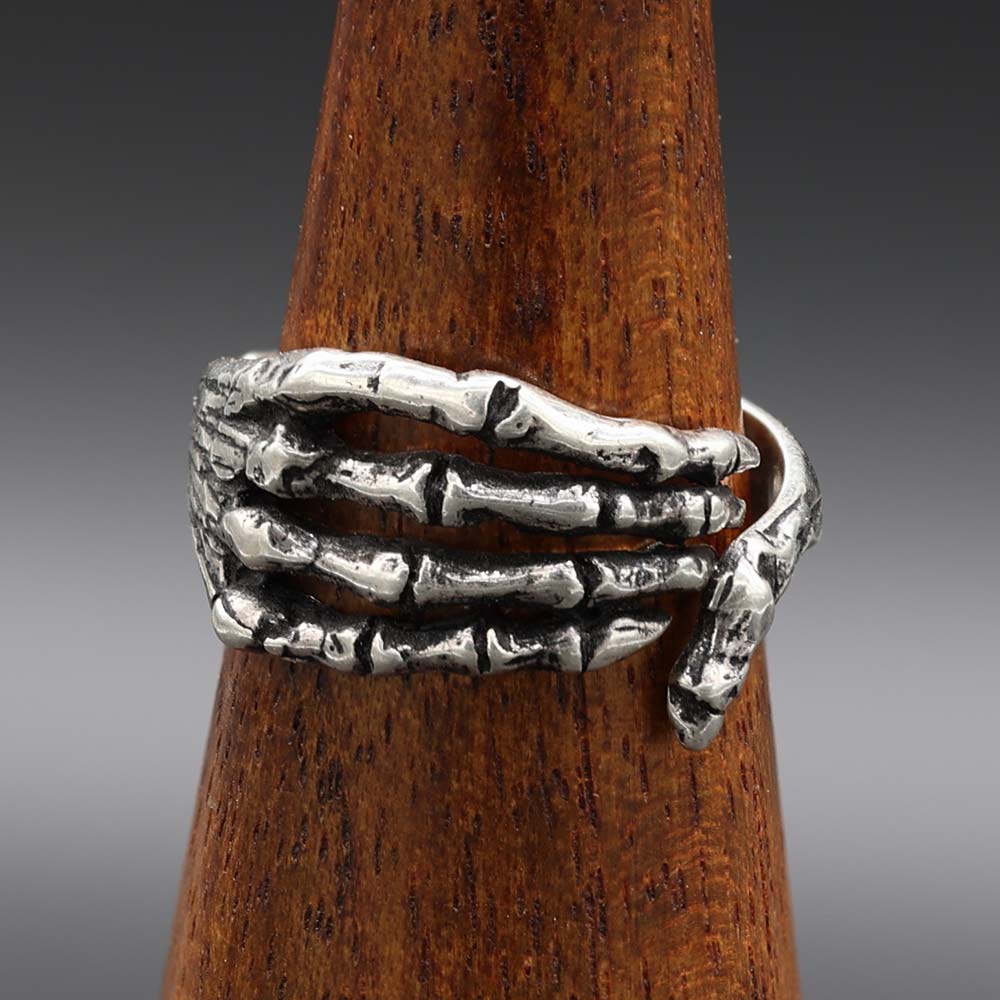Skelett Schmuck 925er Silber Ring Bone Hand Punk