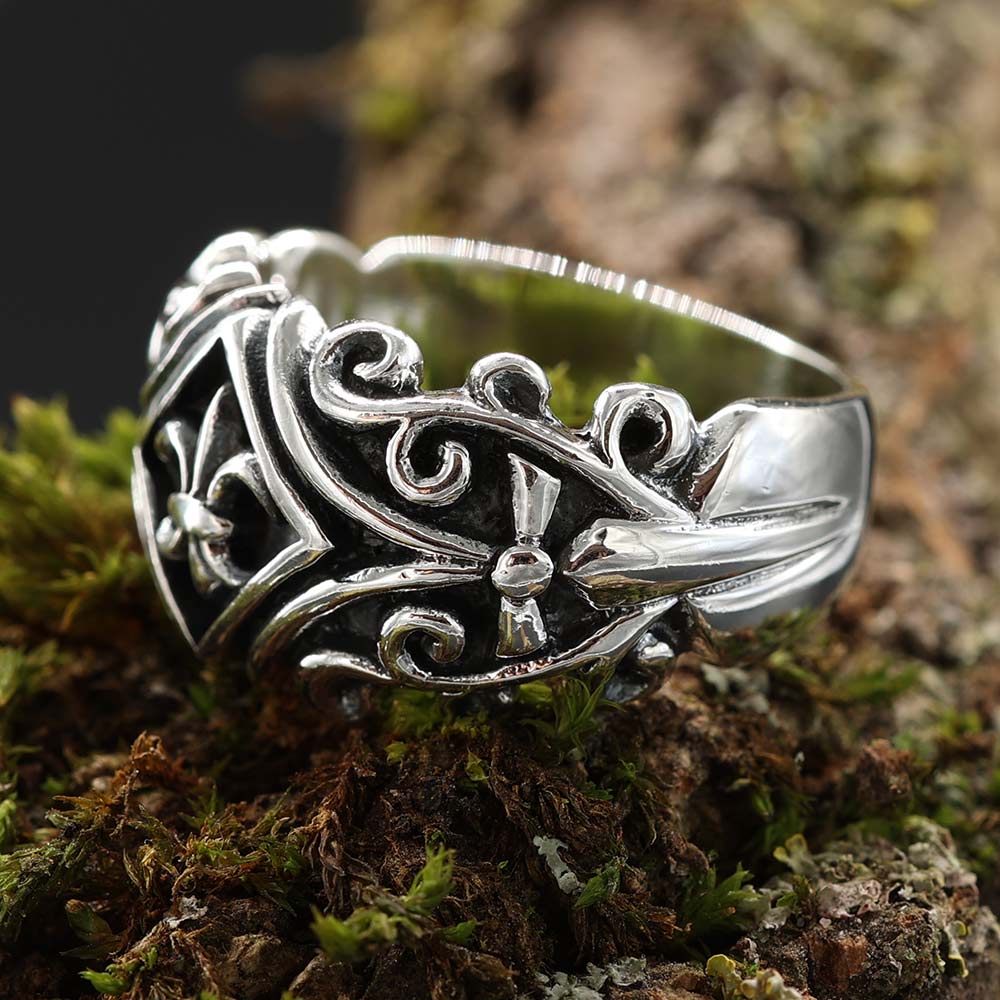 Mittelalter Lilie Silberring Sterlingsilber