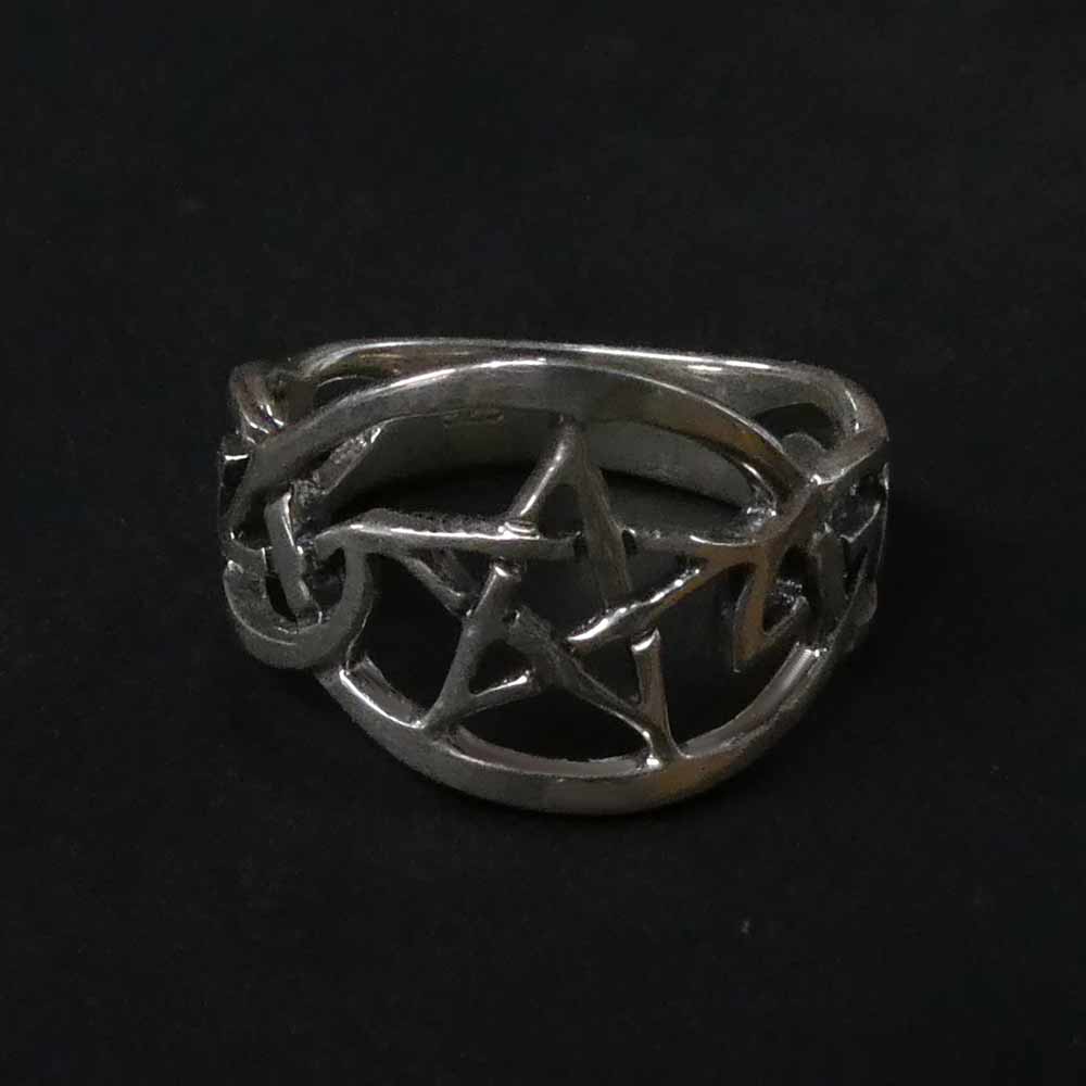 Keltischer Ring Pentagramm Silber Schmuck Wicca Gothic