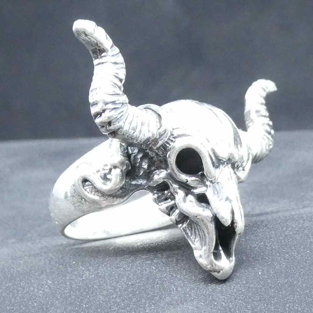 Biker Ring Büffelschädel Silber