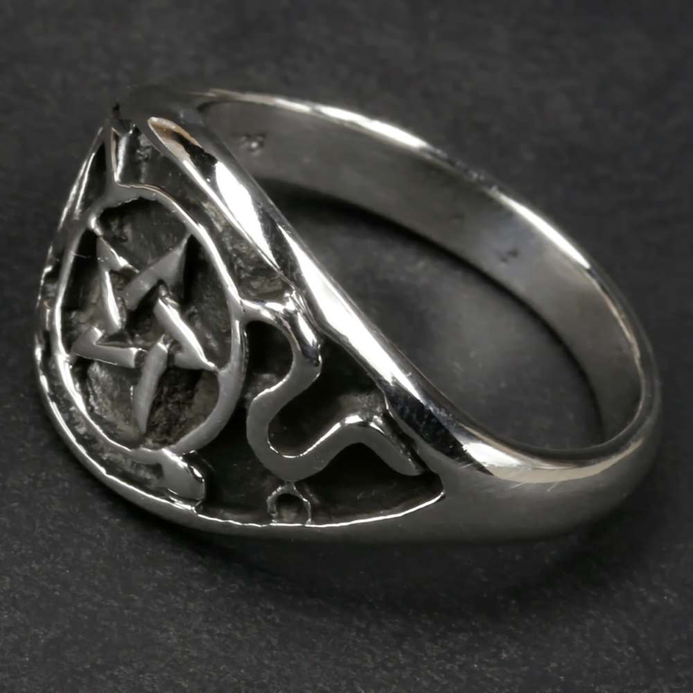 Drudenfuß Silberring Wicca massiv Silber