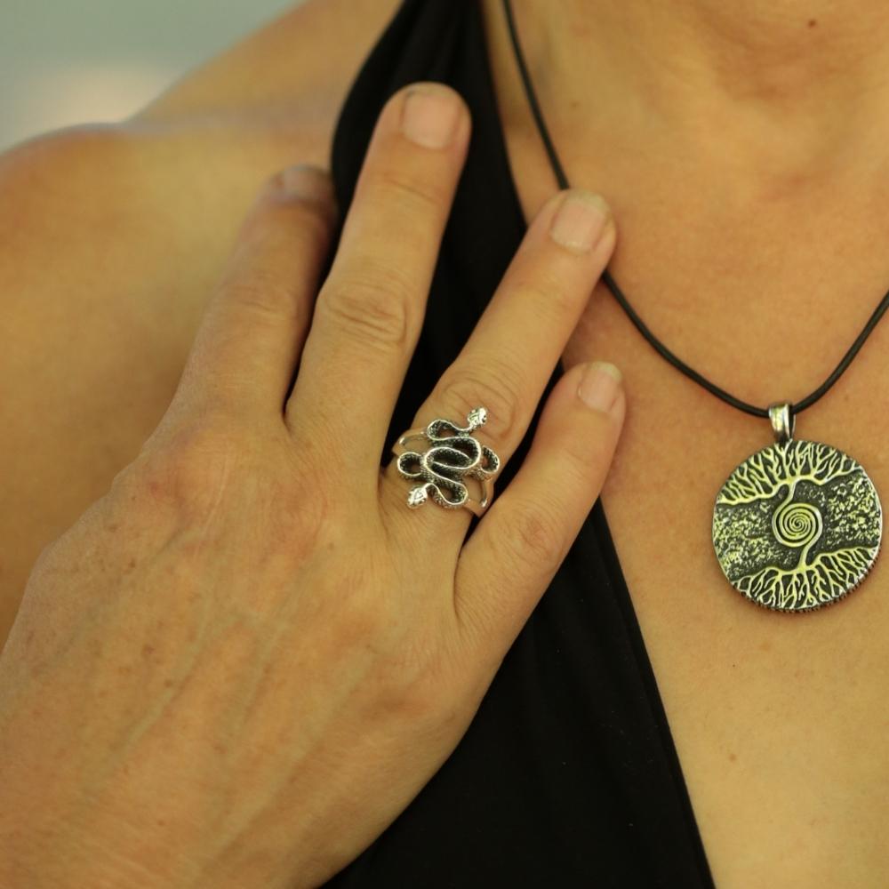 Edler Schlangen Ring Sterlingsilber Schmuck für die Hand