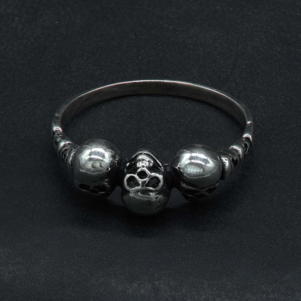 Totenköpfe Ring aus 925 Silber leichter Silberring Herren Gothic Biker