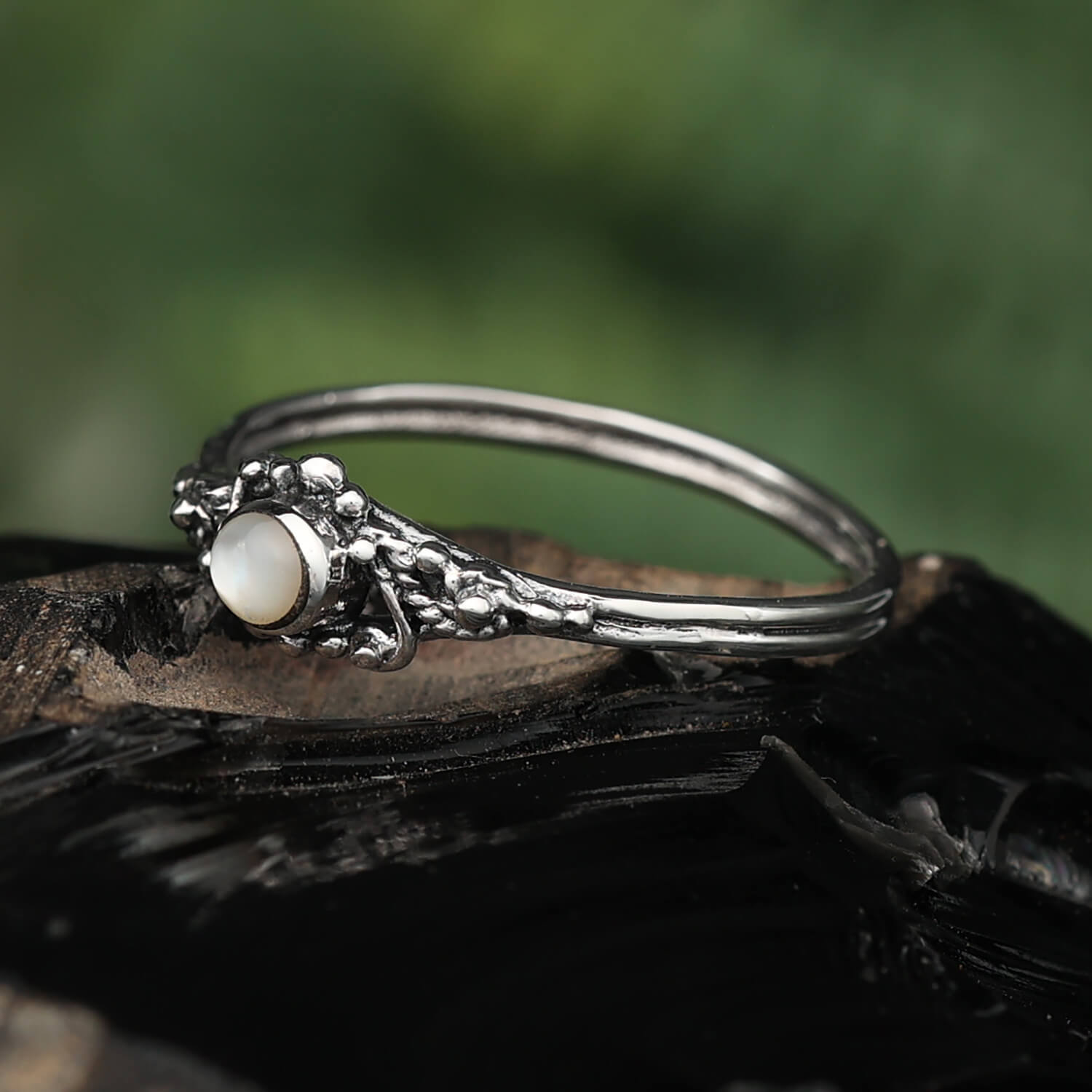 Ring Silber mit Perlmutt Steinschmuck Frauen Kinder 925 Silber