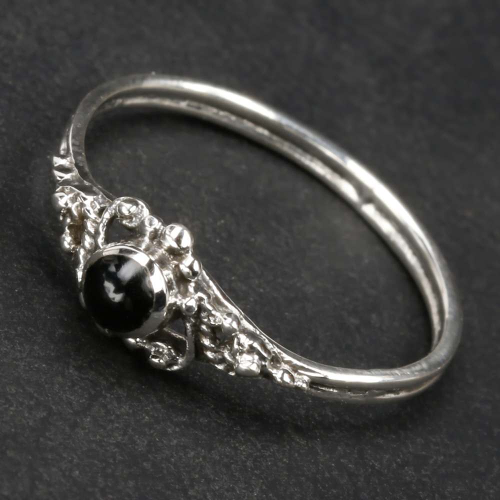 Onyx Silberring Damen Kinder 925 Sterlingsilber Ring zart edel