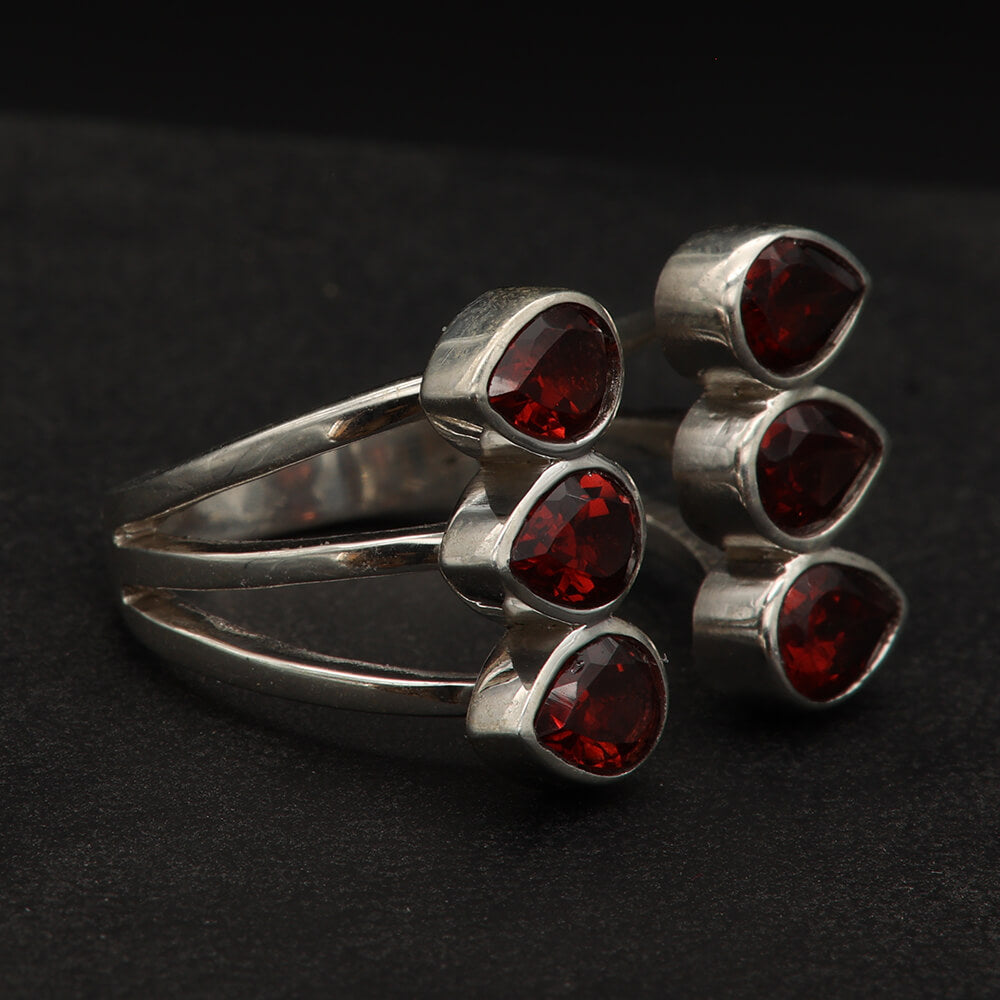 Echter Granat Silberring Designer Schmuck 925 Silber 