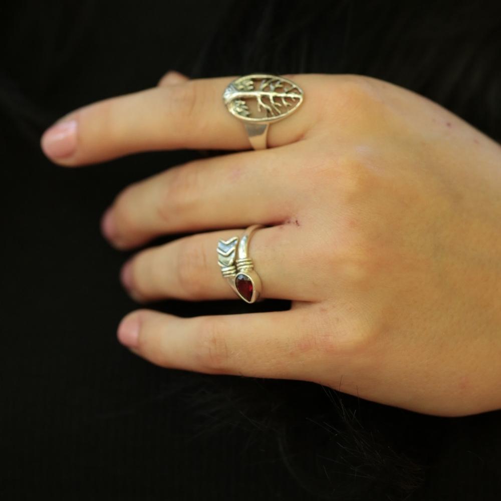 Echter Granat Sterlingsilber Ring Größenverstellbar Schmuck Ringe