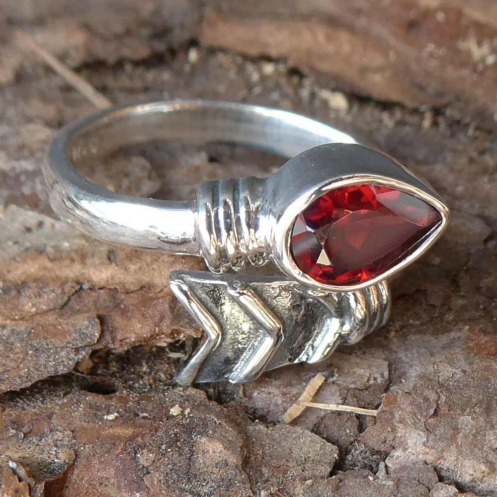 Granat Silberring Damen Ring 925 Silber echter Mondstein Handarbeit
