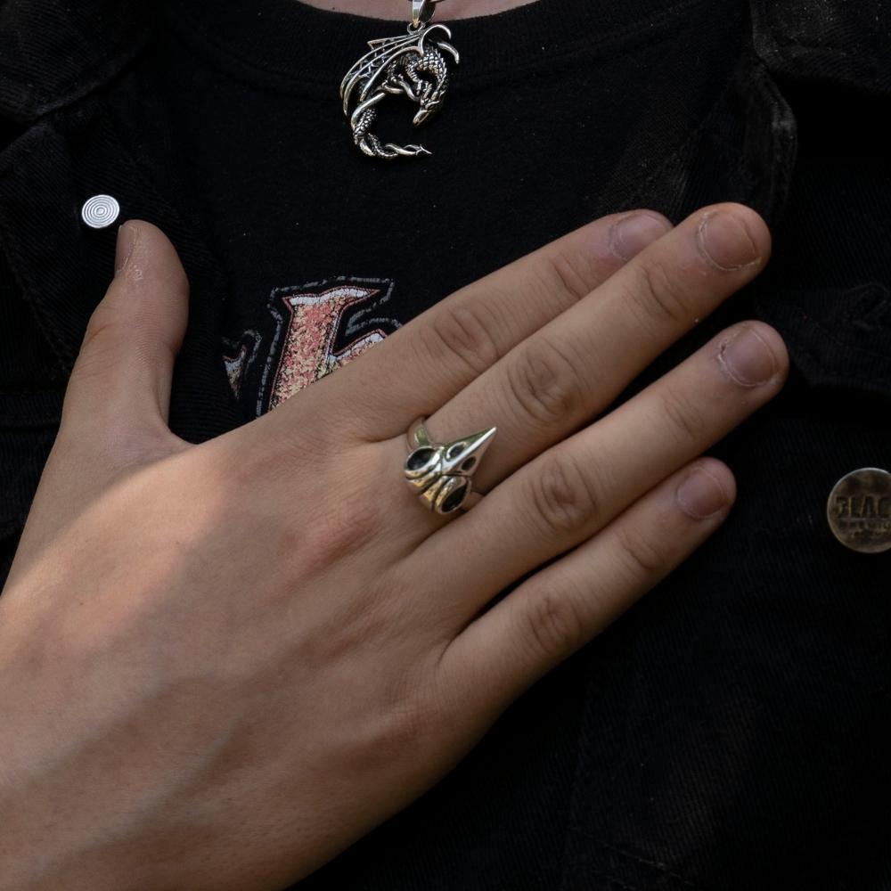 Raben Schädel Ring Skull Sterlingsilber 