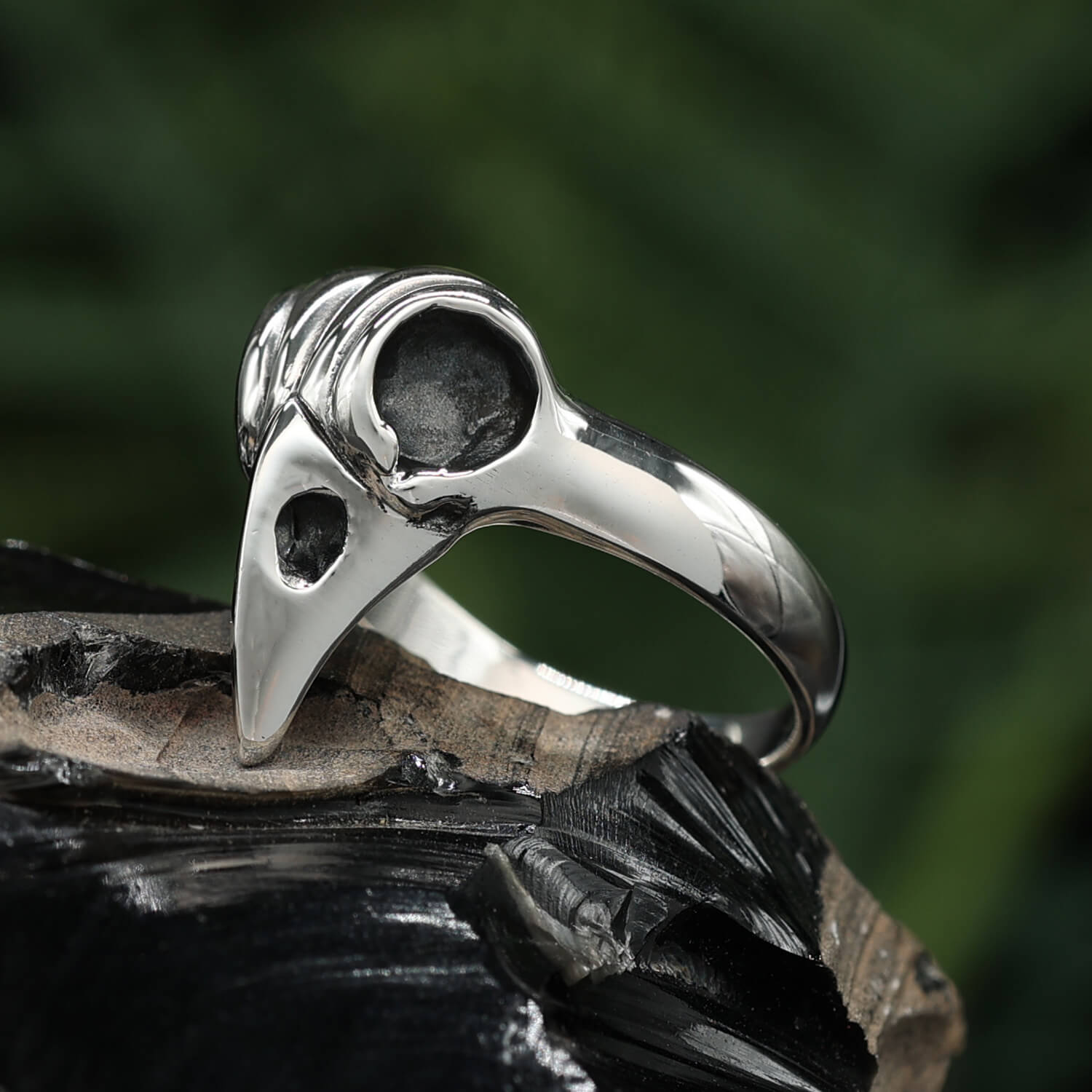 Raven skull ring, 925 sterling silver jewelry, Gothic