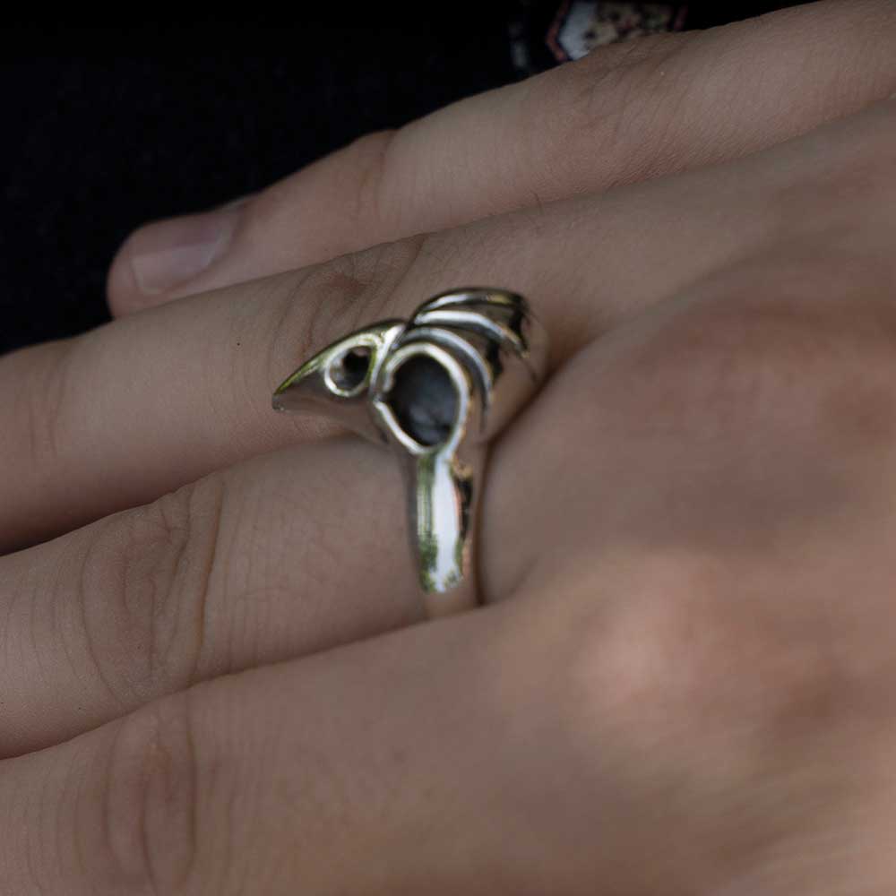 Rabenschädel Ring 925 Silber Gothic Schmuck Silberring