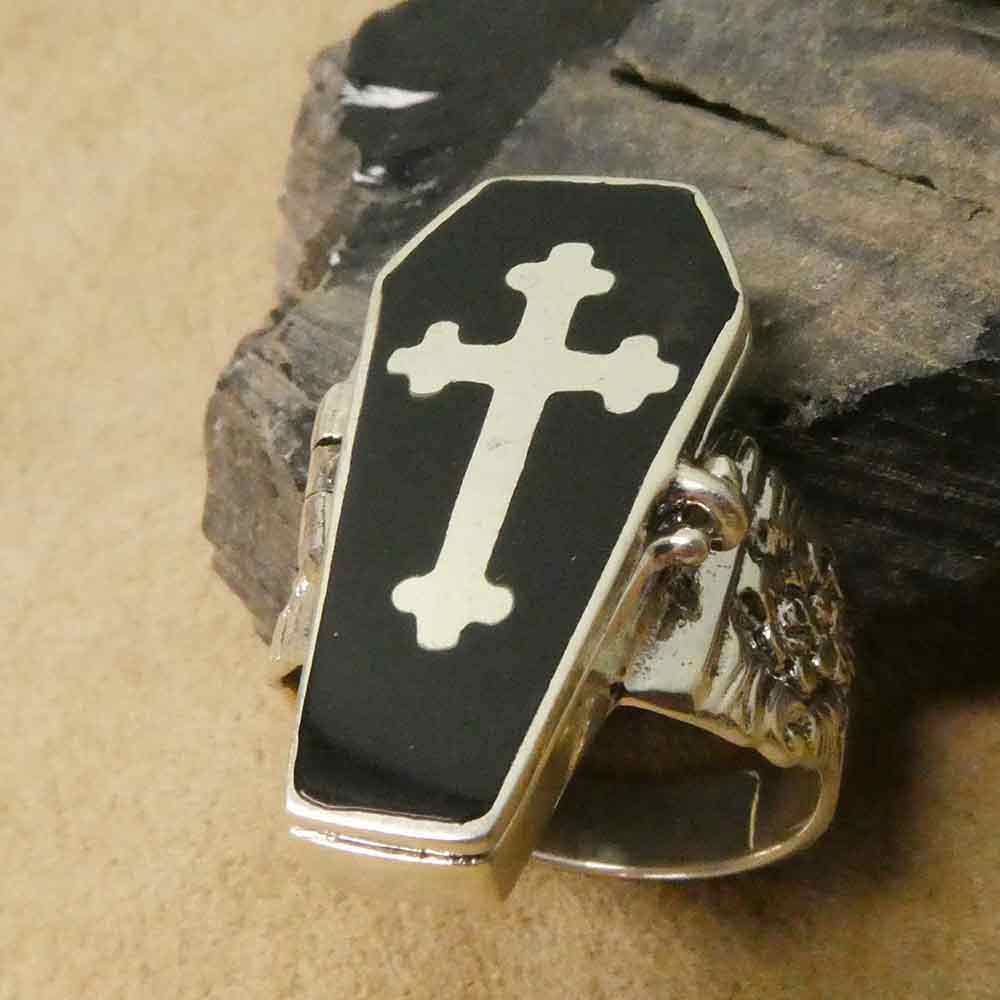 großer Sarg Giftring Silber Schmuck