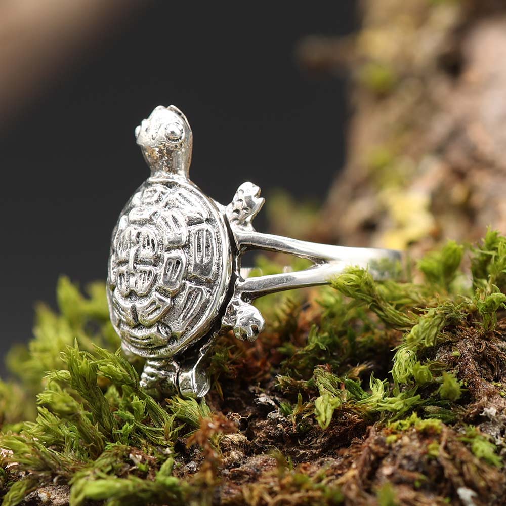 Schildkröten Ring 925 Silber Giftring Kinder Damen ausgefallener Schmuck