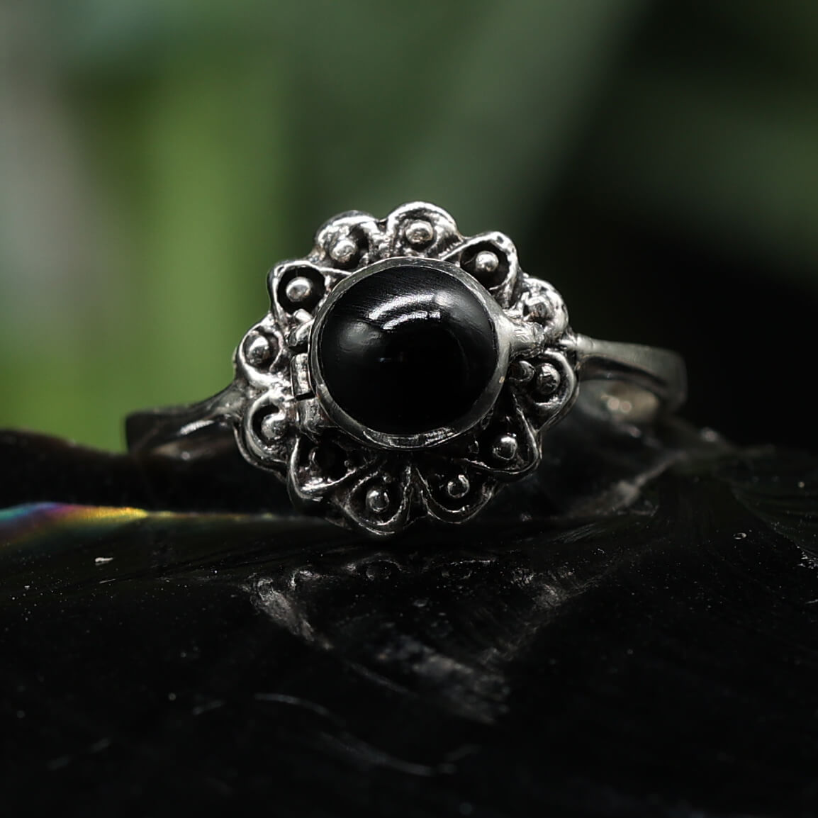 Onyx Silbering Giftring Schmuck Ring 925 mit Fach Silber Damen