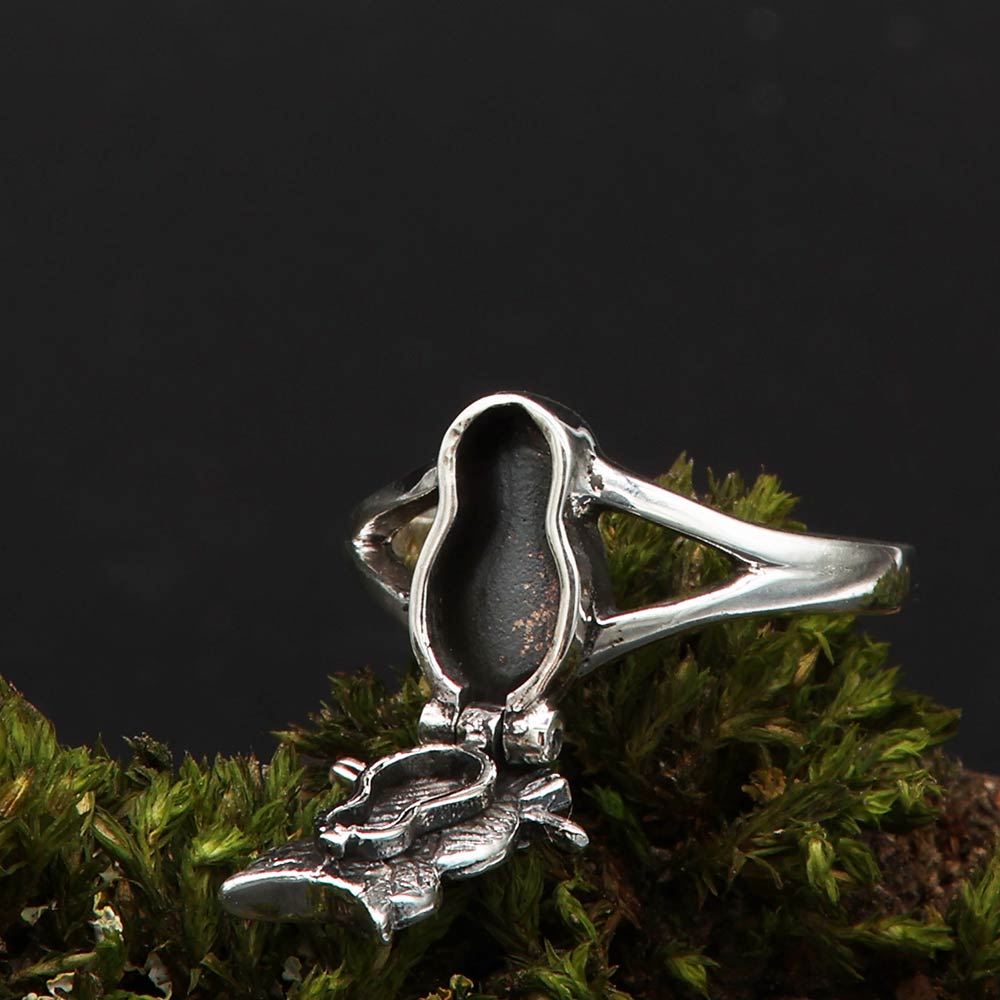 Echter Silberring - Giftring mit geheimfach - Tiermotiv 