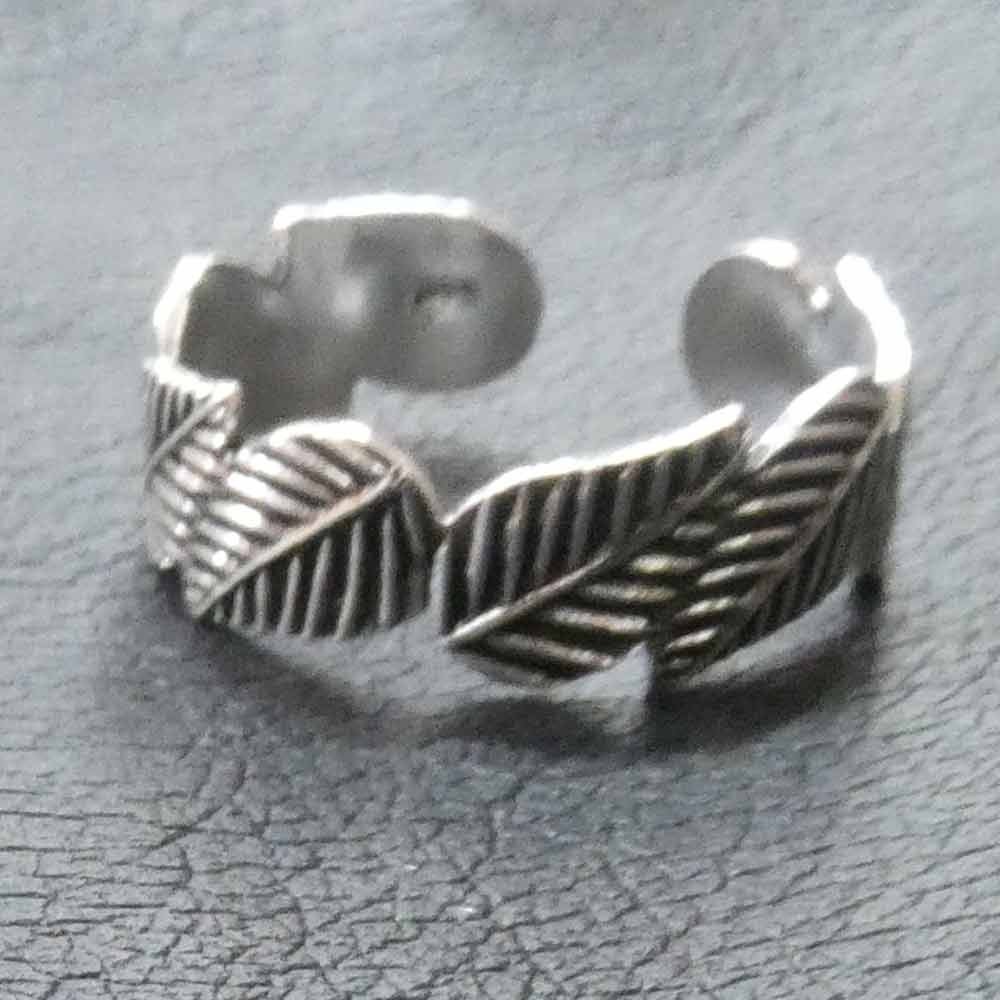 Zehenring Blätter 925 Silber Fußschmuck Ring