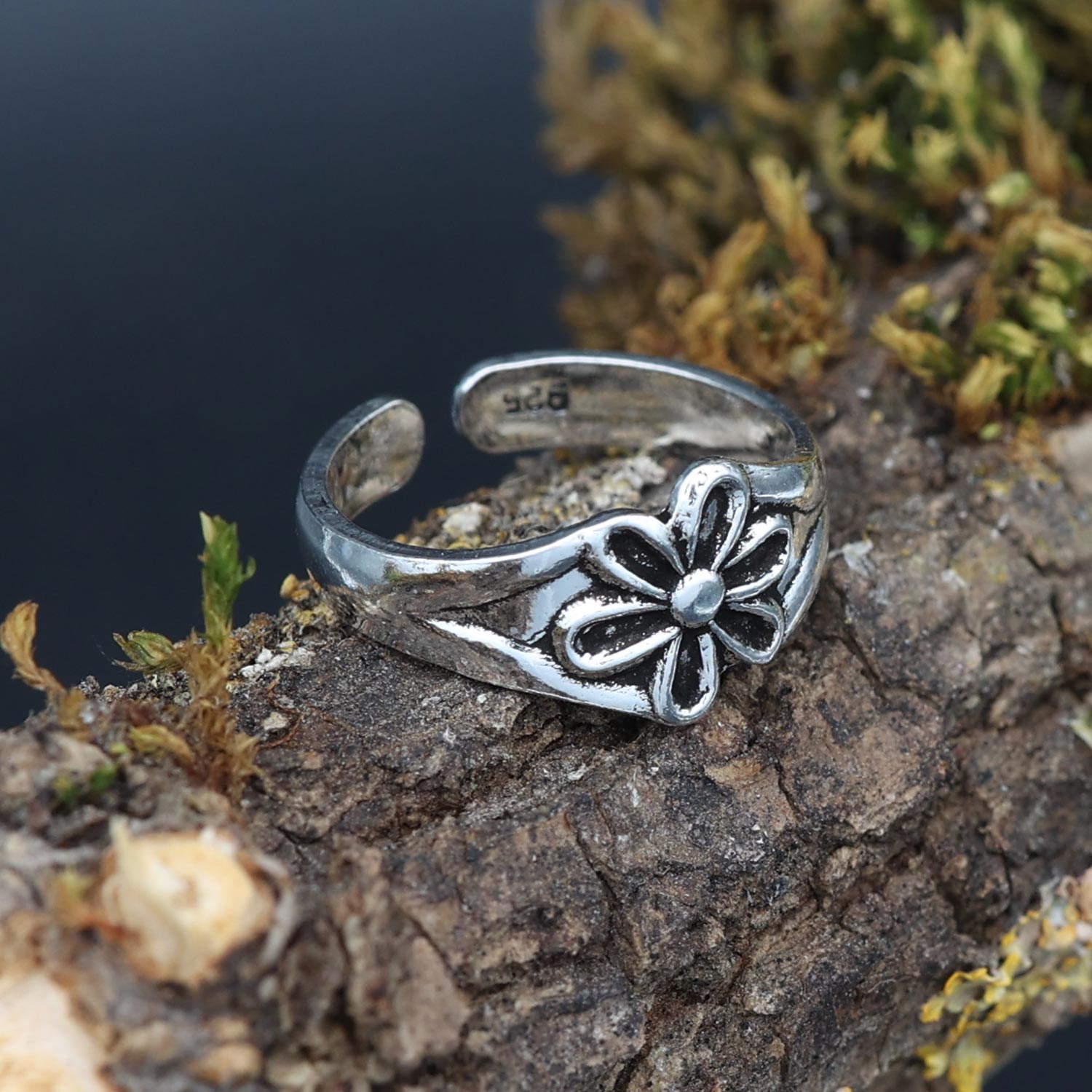 Blümchen Zehenring Silber Sommer Schmuck