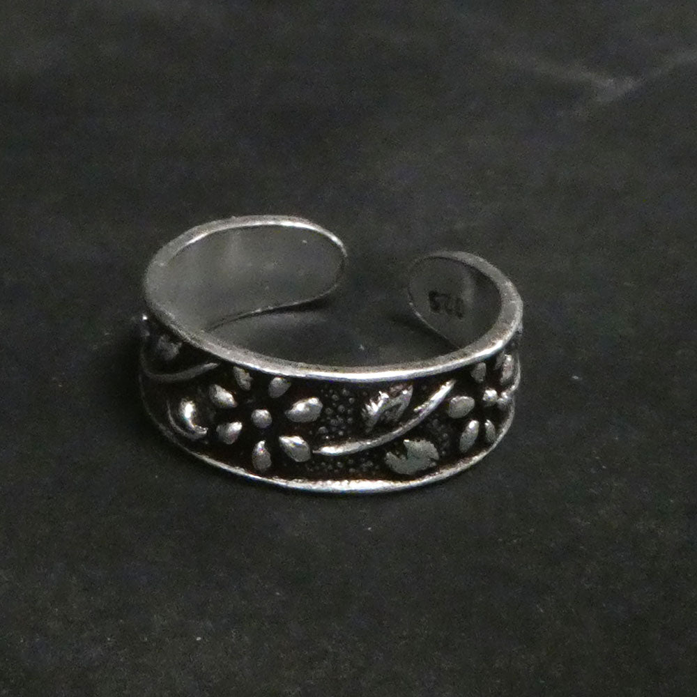 Blume Zehenring Fußschmuck Sommer 925 Silber größenverstellbar
