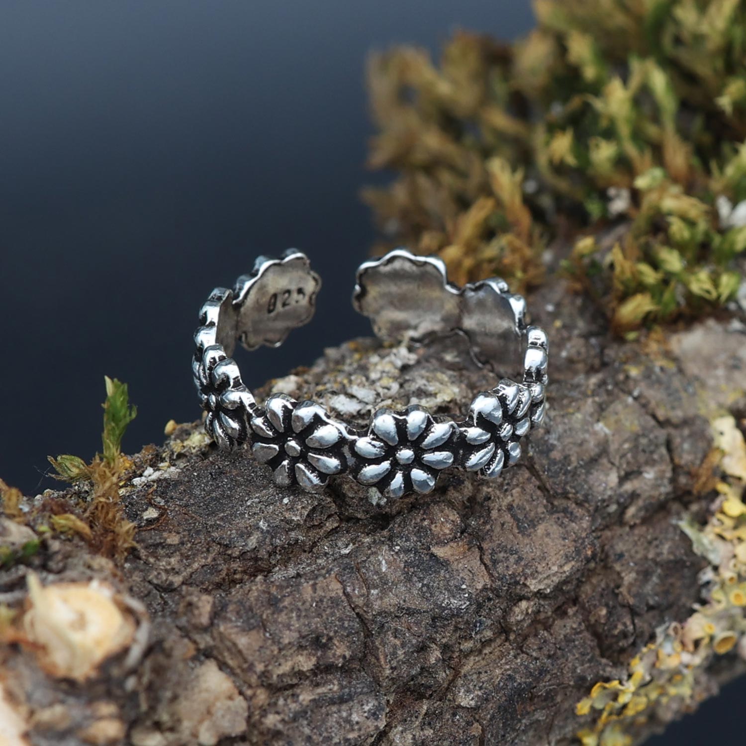 Zehenring Blumen 925 Silber Schmuck