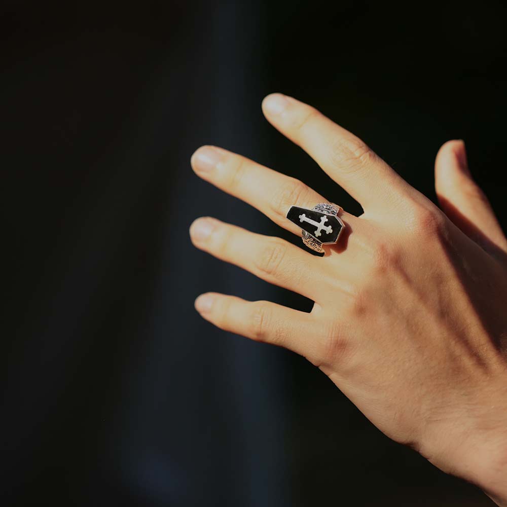 Giftring Sarg skuriler Schmuck Sterlingsilber Gothic Biker Silberring Herren