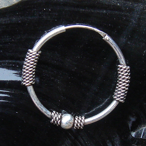 Creole 25mm / 1,6mm  Kugel verziert  925 Silber