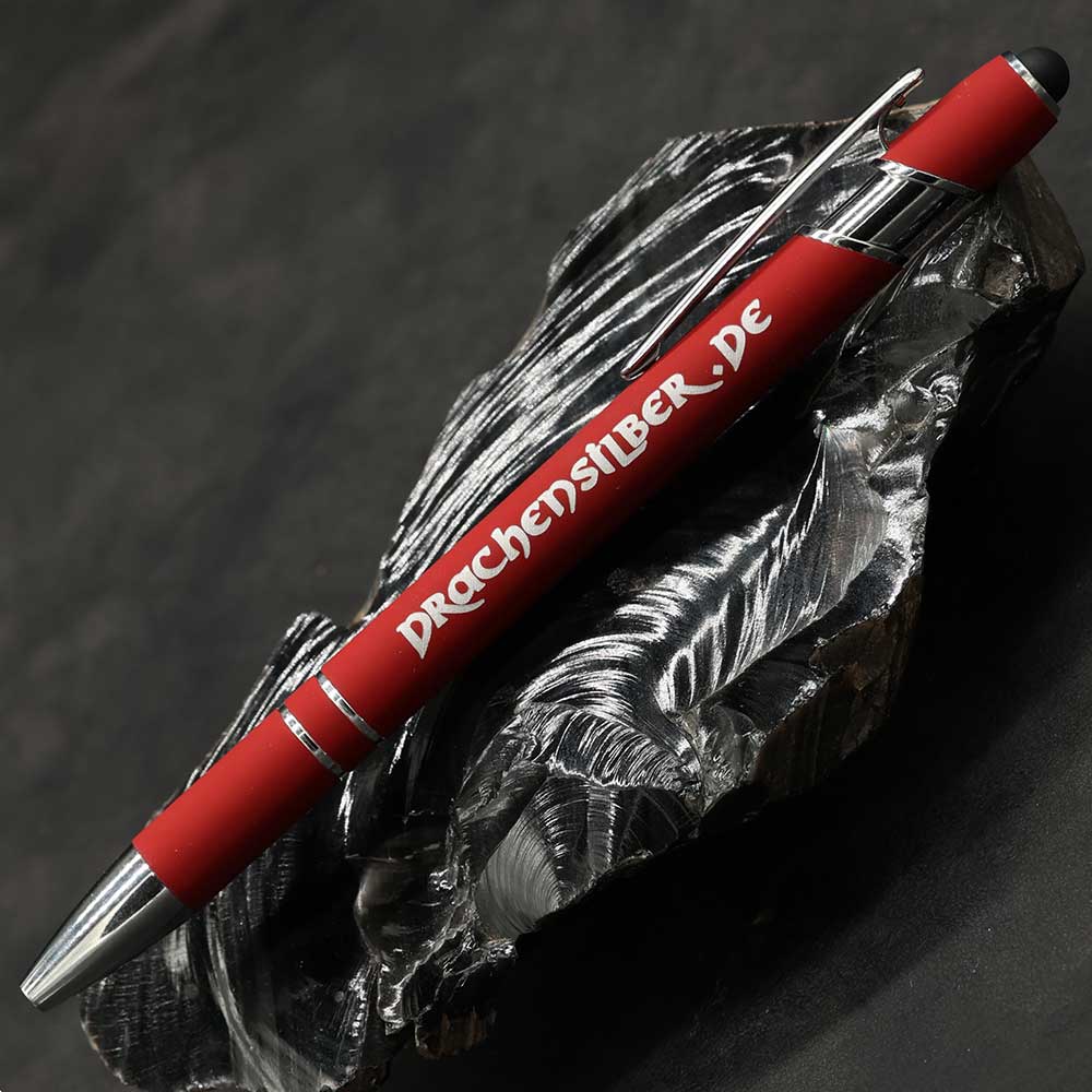 Kugelschreiber Drachensilber mit Stylus zur Bedienung von Touchscreens