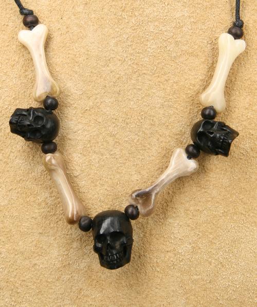 Collier Totenkopf Knochen Gothic Schmuck