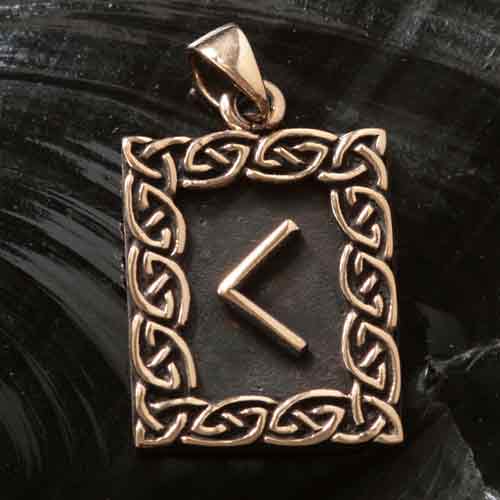 Bronze Anhänger ~ Futhark ~ Runen Pentagramm Bronze 