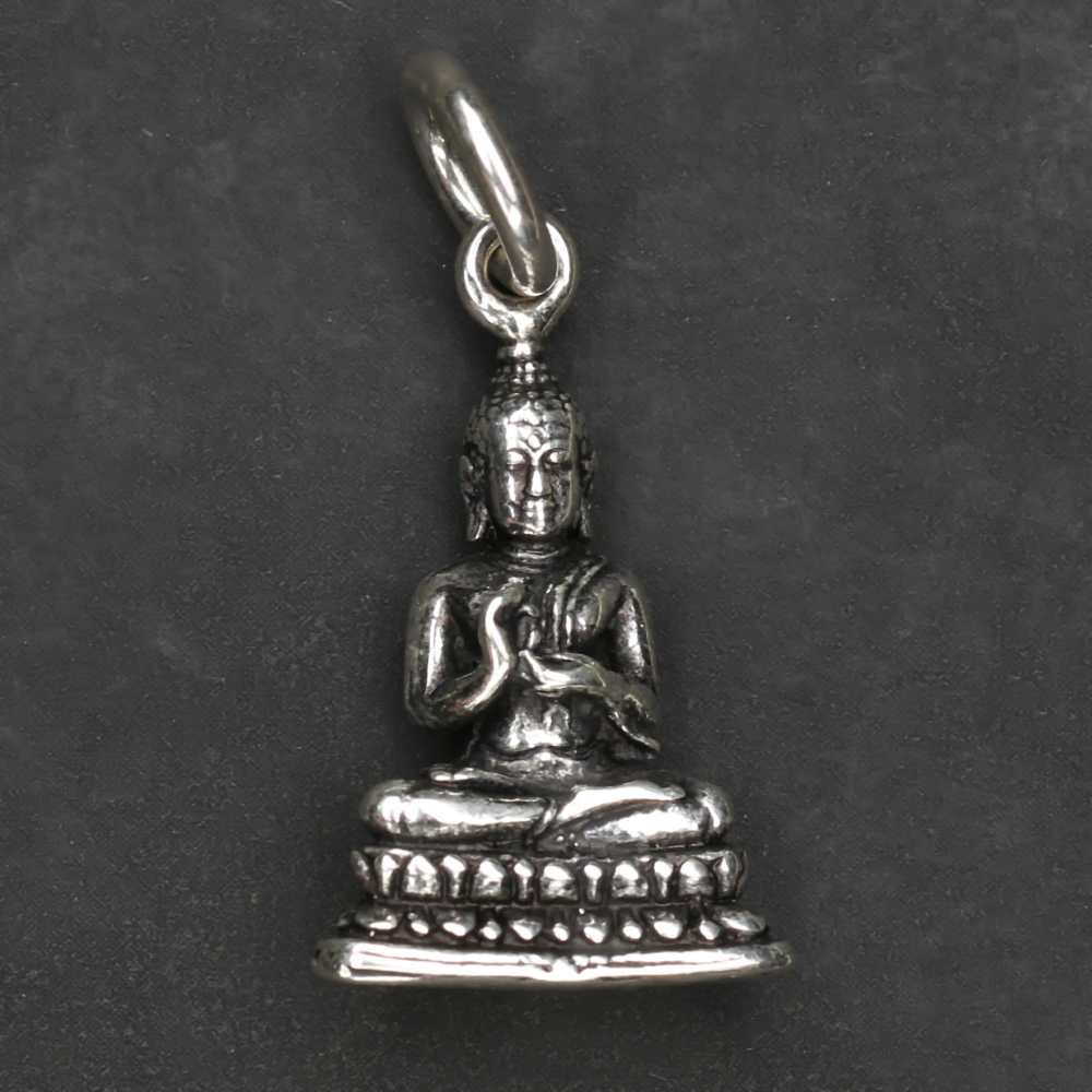 Unisex Anhänger Buddha 925 Sterling Silber matt mattiert Silberanhänger 27,3mm