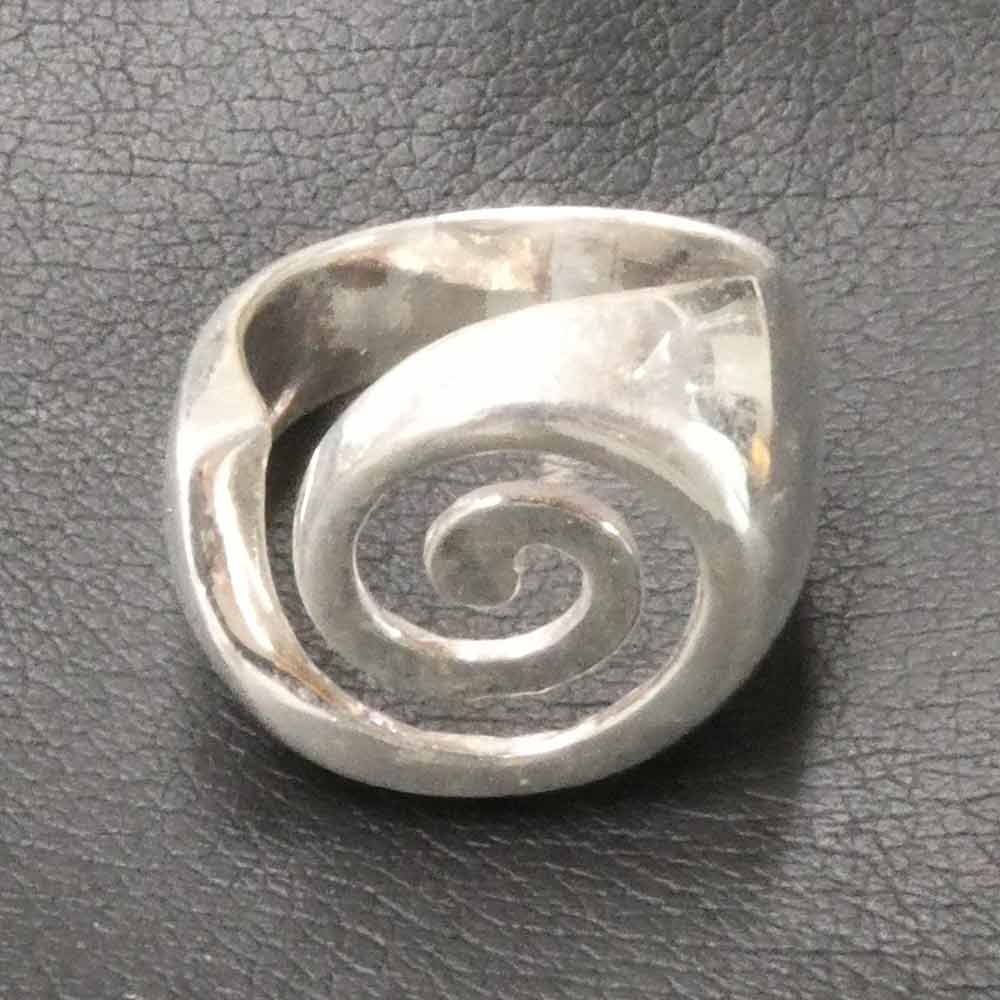 Ausgefallener 925 Silber Ring Groß Spirale Rillen Abstrakt  Retro Mystisch Top 