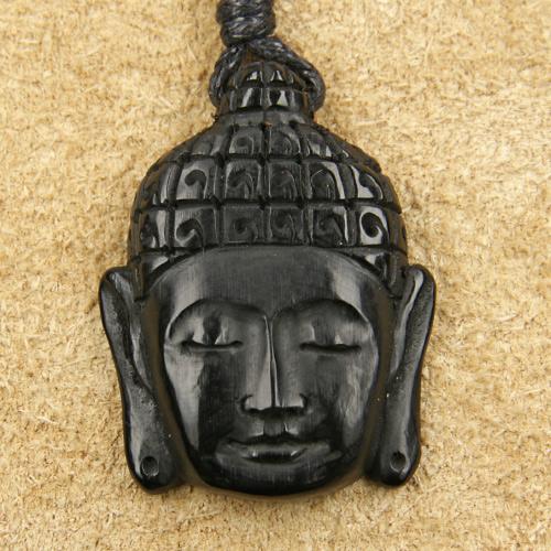 Buddha Kopf Anhänger Band Halsband Kette 2,5 cm Buddhakopf Asien Metall Schmuck 