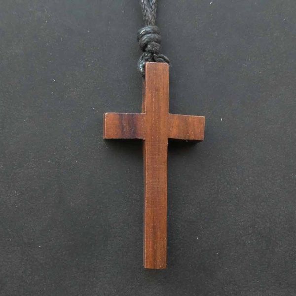 Christen Kreuz Holz Halskette zweifarbig gemasert Handarbeit Fairtrade