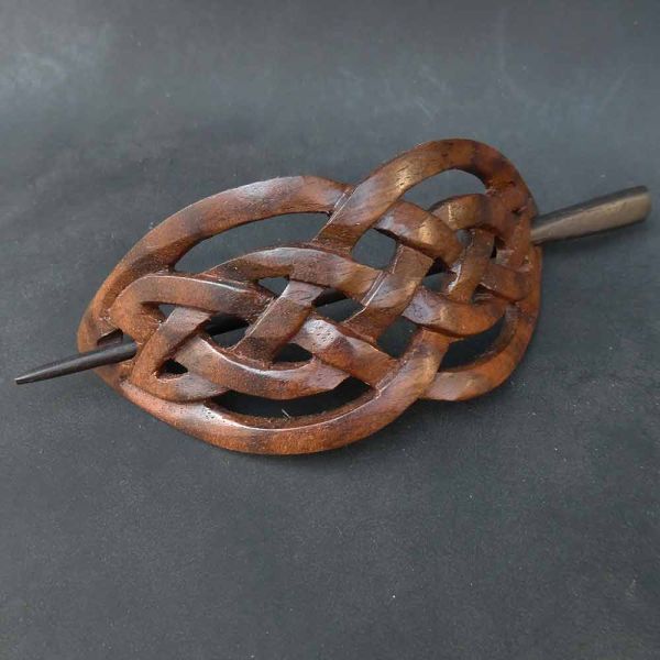 Keltischer Haarschmuck Handarbeit Holzschmuck schonender Verschluß Kunst Handwerk