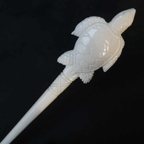 Haarstab Schildkröte aus Knochen Haarschmuck Kunst Handwerk 