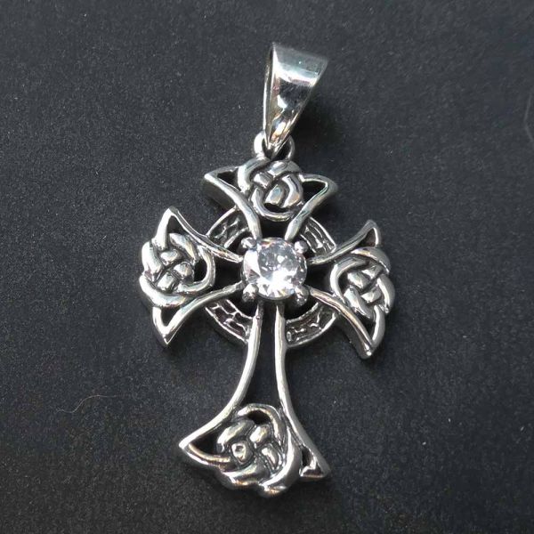 Keltisches Kreuz 925 Silber anhänger Kettenanhänger mit Zirkonia edel ausgefallen