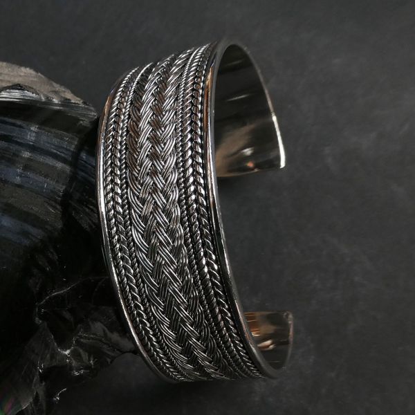 Armschmuck Breit Herren massiv Silber Knoten Muster Kelten Design