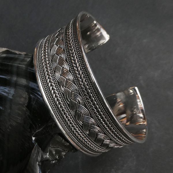 Schmuck Armschmuck Armreifen Silber 925 Armspange mit Perle und zwei dunkelblauen Steine 