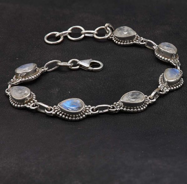 Monstein facettiert 925 Silber Damen Armband aus Sterlingsilber edlen Steine