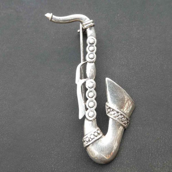 Brosche Saxophon 925 Sterlingsilber