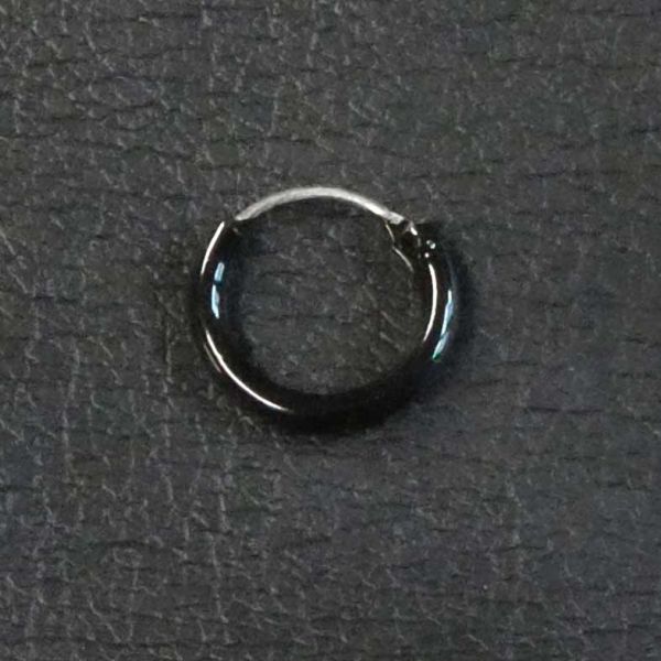 Schwarze Creole 12mm Silber Ohrring schwarz ummantelt