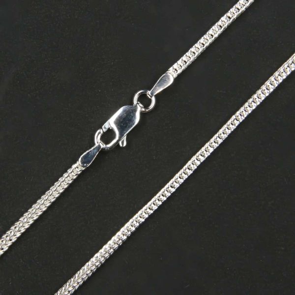 Fuchsschwanz Silberkette rechteckiges Profil 925 Silber Halskette Damen Herren