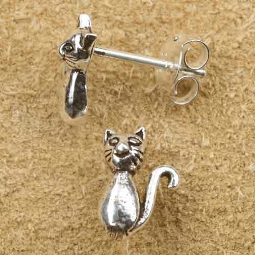 Katze Ohrstecker Ohrring Silber