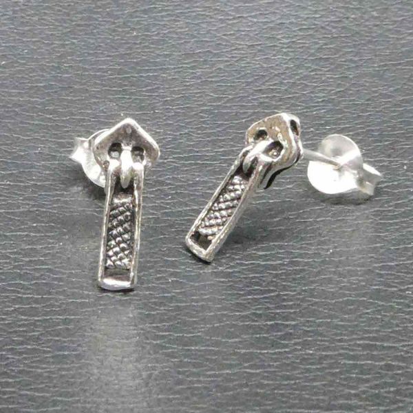 Reißverschluss Ohrstecker Ohrring Schmuck Silber