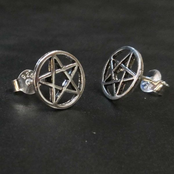 Pentagramm Silber Ohrring Ohrstecker groß Hexenstern feiner Ohrschmuck Gothic